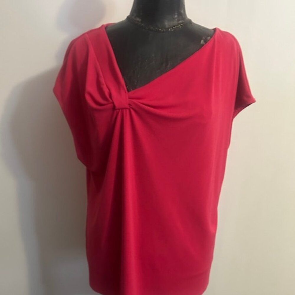 Roz & Ali Pink sleeveless twist front design top, size 2X
